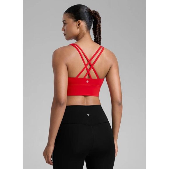 CRZ YOGA Women's Nakedfeel Longline Criss Cross Back Bra Size XS In Deep Red - Picture 1 of 8